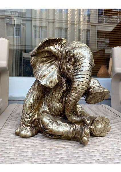 Dekoratif Oturan Fil Biblo Bahçe Dekoru Ev Ofis Heykel