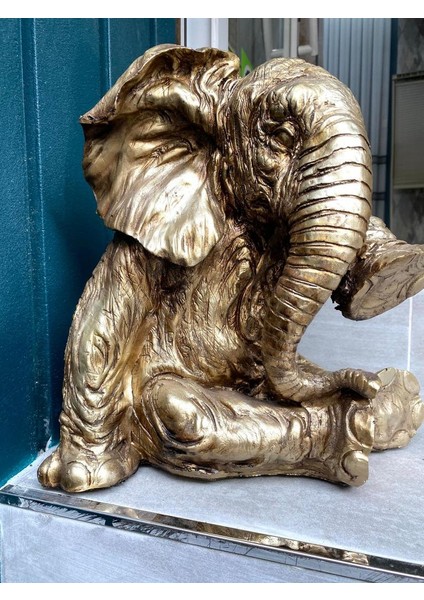 Dekoratif Oturan Fil Biblo Bahçe Dekoru Ev Ofis Heykel indirimleri