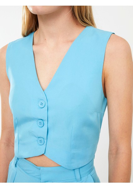 Yeni Sezon Kadın V Yaka Düz Klasik Yelek fırsatları