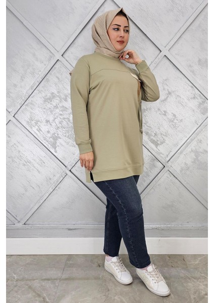 Kadın Kombin ve Bağcık Detaylı Tesettür Tunik
