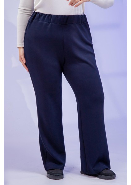 Kadın Büyük Beden Grogren Detaylı Eşofman Lacivert Altı fırsatları