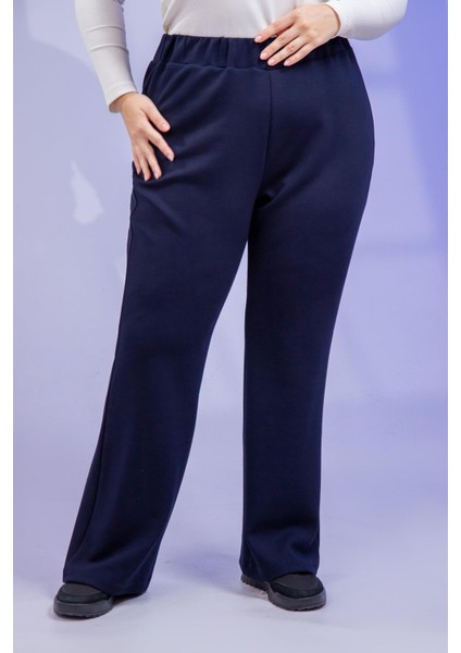 Kadın Büyük Beden Grogren Detaylı Eşofman Lacivert Altı indirimleri