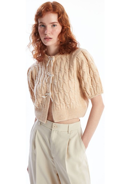 Yeni Sezon Kurdele Detaylı Balon Kollu Prenses Kazak