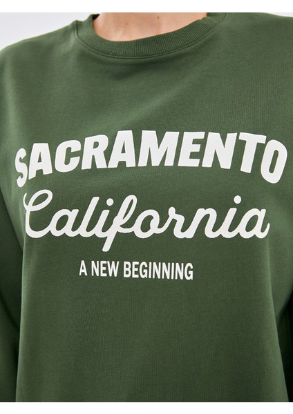 Yeni Sezon Bisiklet Yaka Baskılı Kadın Sweatshirt Tunik modelleri