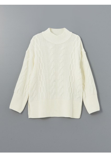 Yeni Sezon Bisiklet Yaka Kendinden Desenli Kadın Triko Kazak indirimleri