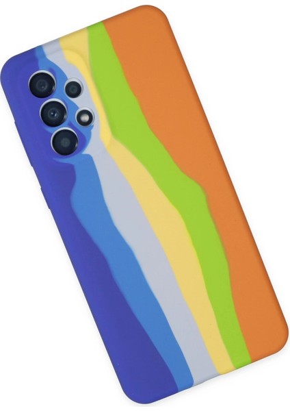 A53 5g Kılıf Ebruli Lansman Silikon - Mavi-Turuncu fiyatları