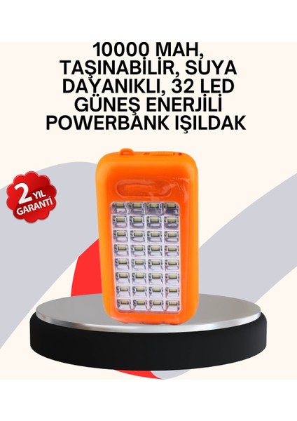 Güneş Paneli ile Şarj Olan 32 Led’li Powerbank Cihazı