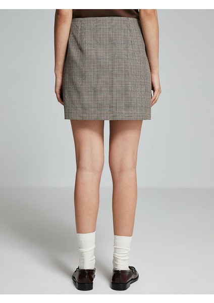 Yeni Sezon Beli Fermuarlı Ekose Kadın Mini Etek fırsatları