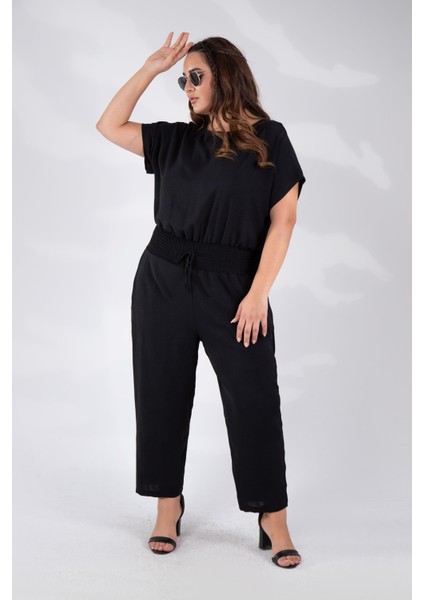 Kadın Büyük Beden 333474 Beli Gipeli Siyah Tulum fiyatları