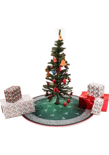 Yılbaşı Ağacı Altı Örtüsü | Yılbaşı Desenli Çam Ağacı Ayak Örtüsü Kaymaz Dot Tabanlı Halı | MIM0359 fiyatları