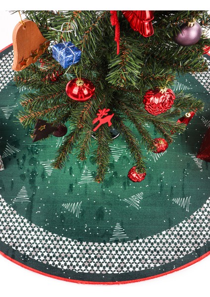 Yılbaşı Ağacı Altı Örtüsü | Yılbaşı Desenli Çam Ağacı Ayak Örtüsü Kaymaz Dot Tabanlı Halı | MIM0359 fırsatları