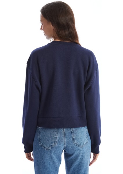 Yeni Sezon Bisiklet Yaka Baskılı Oversize Kadın Kalın Sweatshirt fırsatları