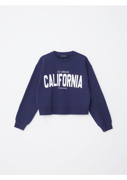 Yeni Sezon Bisiklet Yaka Baskılı Oversize Kadın Kalın Sweatshirt indirimleri