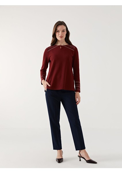 Yeni Sezon Bisiklet Yaka Desenli Kadın Bluz fiyatları