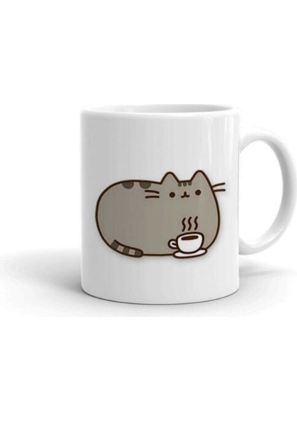Beyaz Pusheen Coffee Baskılı Kupa
