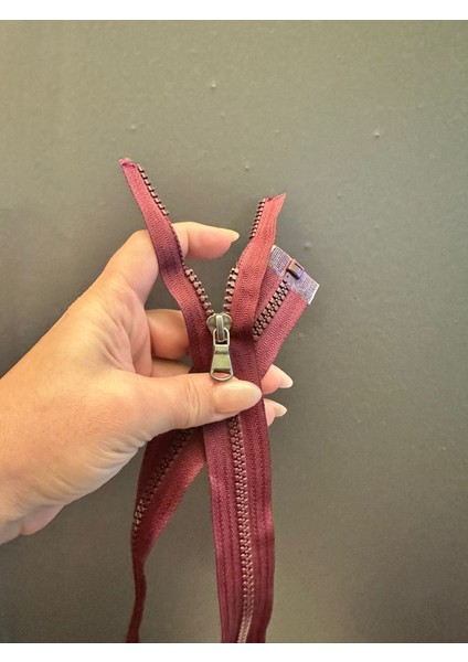 70X3 cm Bordo Dişli Fermuar