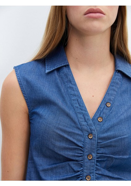 Yeni Sezon Gömlek Yaka Kadın Jean Yelek modelleri