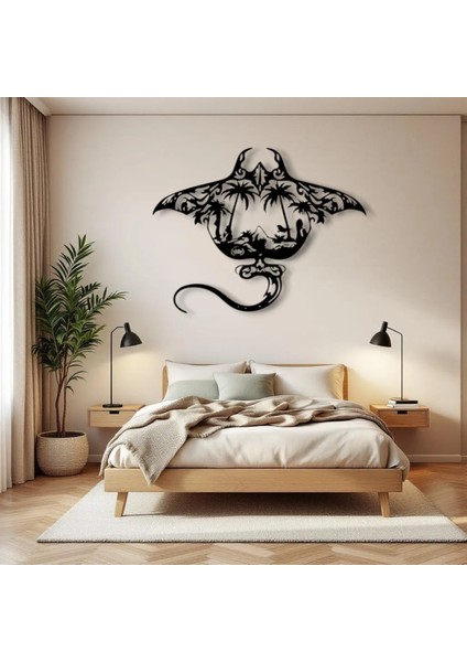 Metal Manta Ray Duvar Dekoru – Modern Tropikal Tasarım Dekoratif Salon Ofis Duvar Tablo Aksesuarı