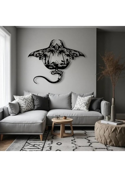 Metal Manta Ray Duvar Dekoru – Modern Tropikal Tasarım Dekoratif Salon Ofis Duvar Tablo Aksesuarı