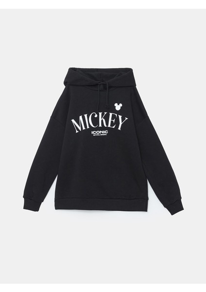 Yeni Sezon Mickey ve Arkadaşları Baskılı Kadın Kalın Hoodie