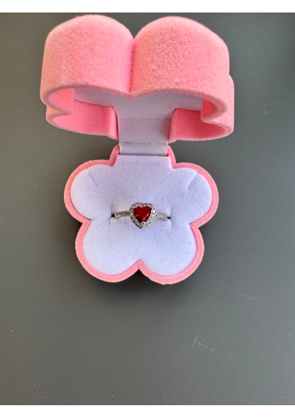 Kırmızı Kalpli Kolye Yüzük Seti Çelik modelleri