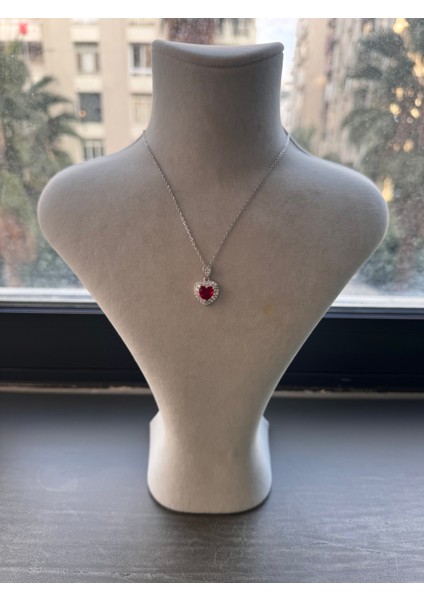 Kırmızı Kalpli Kolye Yüzük Seti Çelik fırsatları