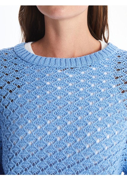 Yeni Sezon Bisiklet Yaka Ajurlu Uzun Kollu Oversize Kadın Triko Kazak modelleri