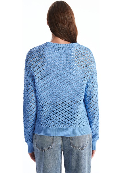 Yeni Sezon Bisiklet Yaka Ajurlu Uzun Kollu Oversize Kadın Triko Kazak fırsatları