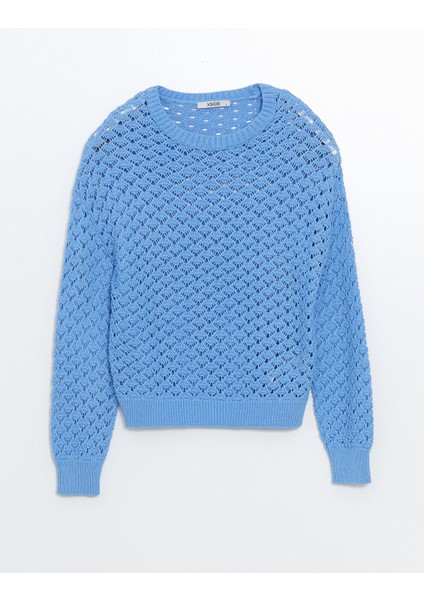 Yeni Sezon Bisiklet Yaka Ajurlu Uzun Kollu Oversize Kadın Triko Kazak indirimleri