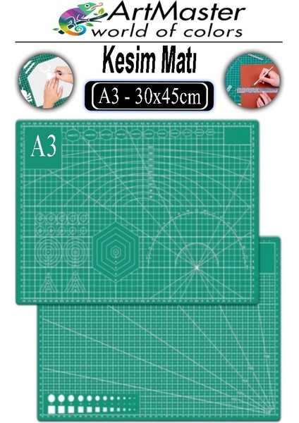 A3 Kesim Matı 1 Adet 30X45 cm Çift Taraflı Çizim Matı Kesim Altlığı Kesme Madı Kesim Tablası Proje Etkinlik