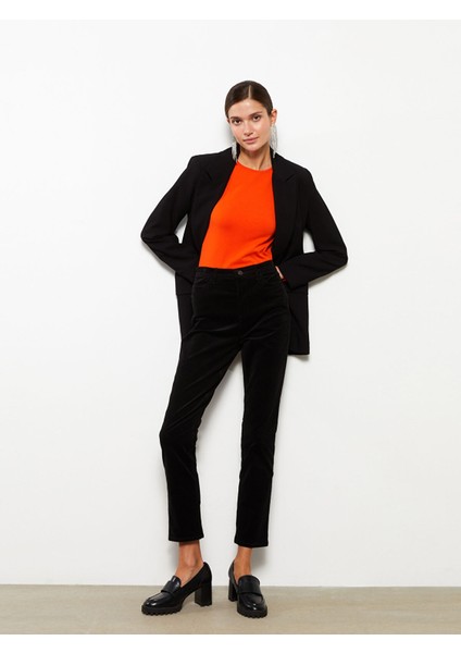Yeni Sezon Normal Bel Dar Fit Düz Kadife Kadın Pantolon