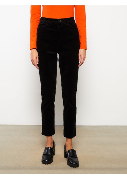 Yeni Sezon Normal Bel Dar Fit Düz Kadife Kadın Pantolon modelleri