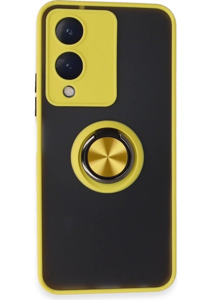 Newface Y17S Kılıf Montreal Yüzüklü Silikon Kapak - Sarı