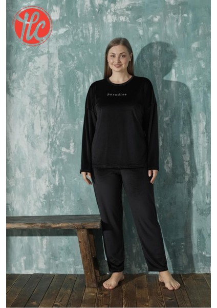 13208-4 Kadın Büyük Beden Kadife Uzun Kollu Pijama Takımı fiyatları