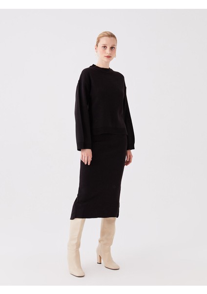 Yeni Sezon Kadın Beli Lastikli Düz Etek