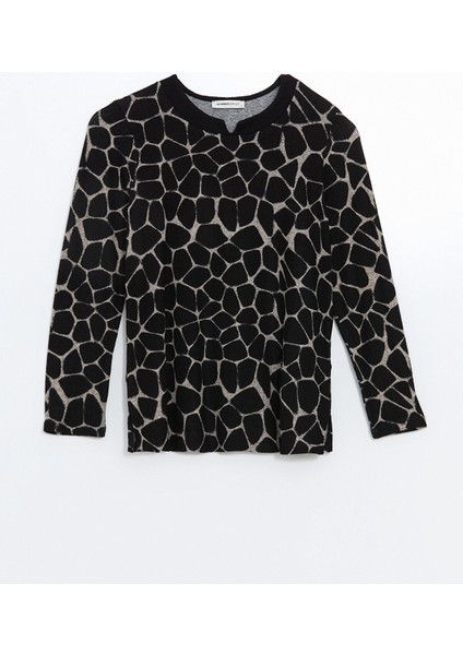 Yeni Sezon Kaçık Yaka Desenli Kadın Bluz indirimleri