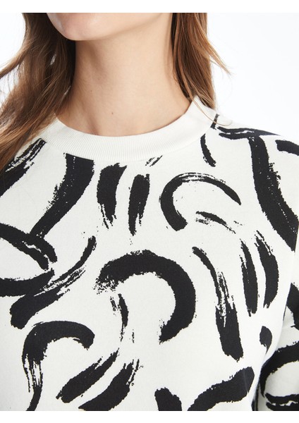 Yeni Sezon Bisiklet Yaka Desenli Kadın Sweatshirt Tunik modelleri