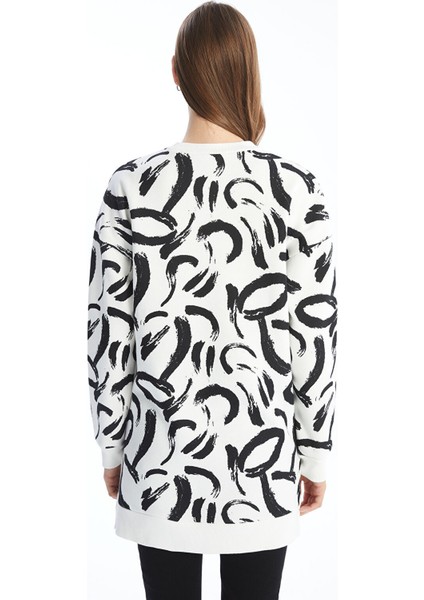 Yeni Sezon Bisiklet Yaka Desenli Kadın Sweatshirt Tunik fırsatları