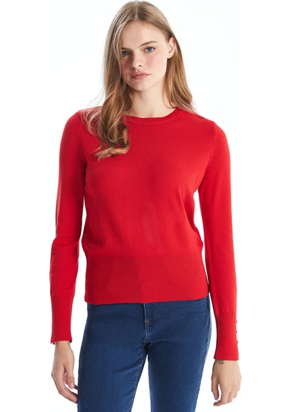 Yeni Sezon Bisiklet Yaka Düz Uzun Kollu Kadın Triko Kazak