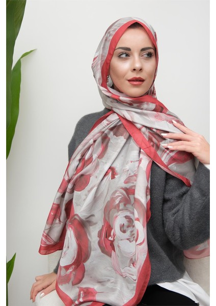 Floral Akrilik Desenli Dijital Soft Şal