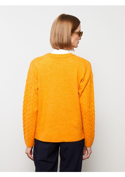 Yeni Sezon Bisiklet Yaka Kendinden Desenli Uzun Kollu Kadın Triko Kazak fırsatları