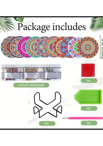 5 D Kendin Yap Bardak Altlığı 10 Lu Elmas Mozaik Boyama Seti fiyatları