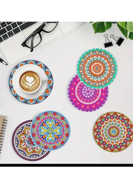 5 D Kendin Yap Bardak Altlığı 10 Lu Elmas Mozaik Boyama Seti modelleri