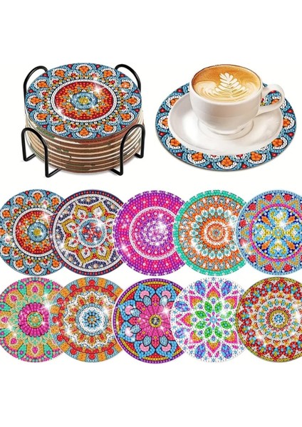 5 D Kendin Yap Bardak Altlığı 10 Lu Elmas Mozaik Boyama Seti