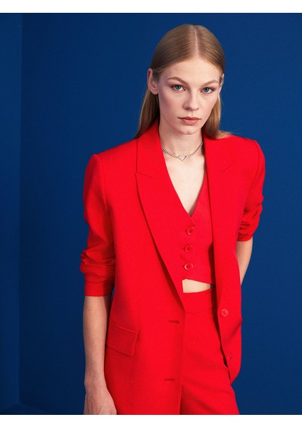 Yeni Sezon Kadın V Yaka Düz Klasik Yelek