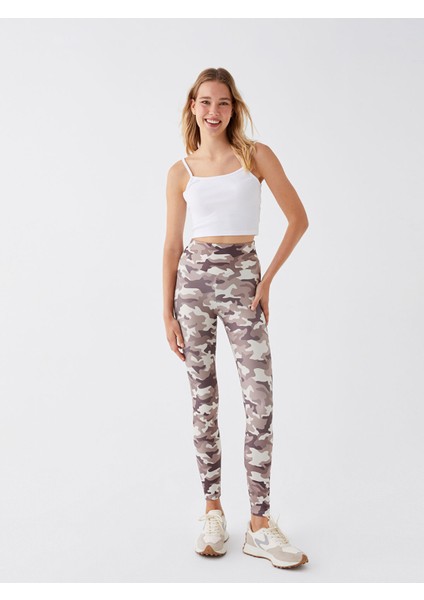 Yeni Sezon Beli Lastikli Desenli Kadın Spor Tayt