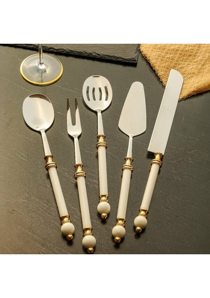 👑 Royking Knob 5 Parça Servis Seti Gold – Sofistike Sofraların Altın Dokunuşu!