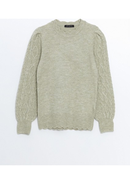 Yeni Sezon Bisiklet Yaka Kendinden Desenli Kadın Triko Kazak indirimleri