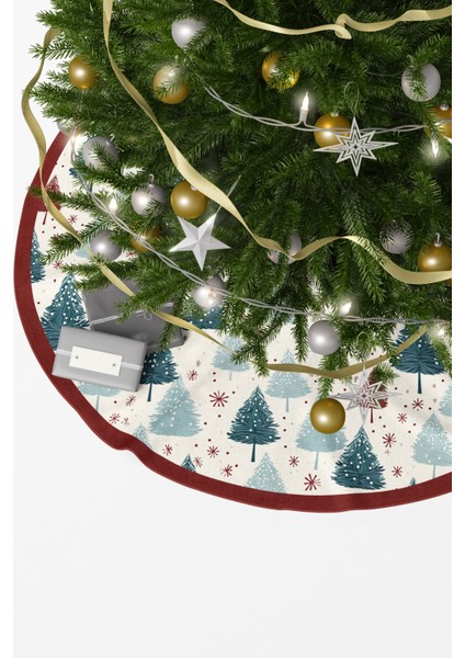 Yeşil Kırmızı Çam Ağacı Desenli Yılbaşı Çam Ağacı Örtüsü fiyatları