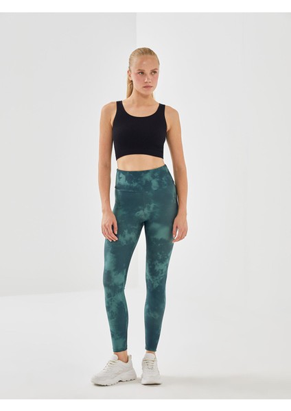 Yeni Sezon Beli Lastikli Batik Desenli Kadın Spor Tayt